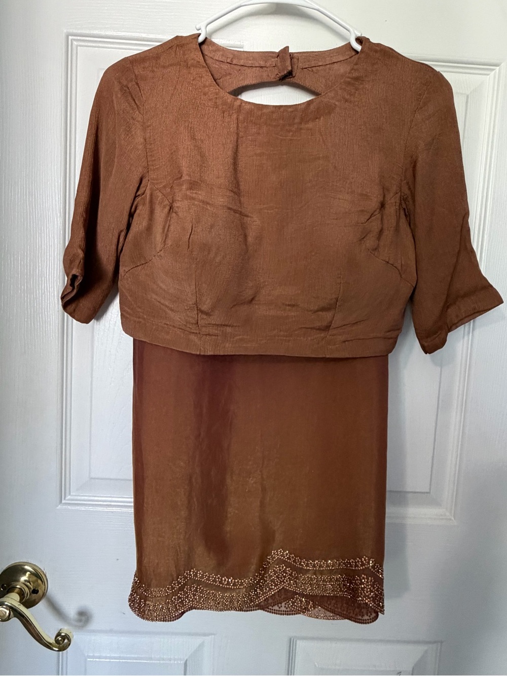 Organza silk brown ombre saree set